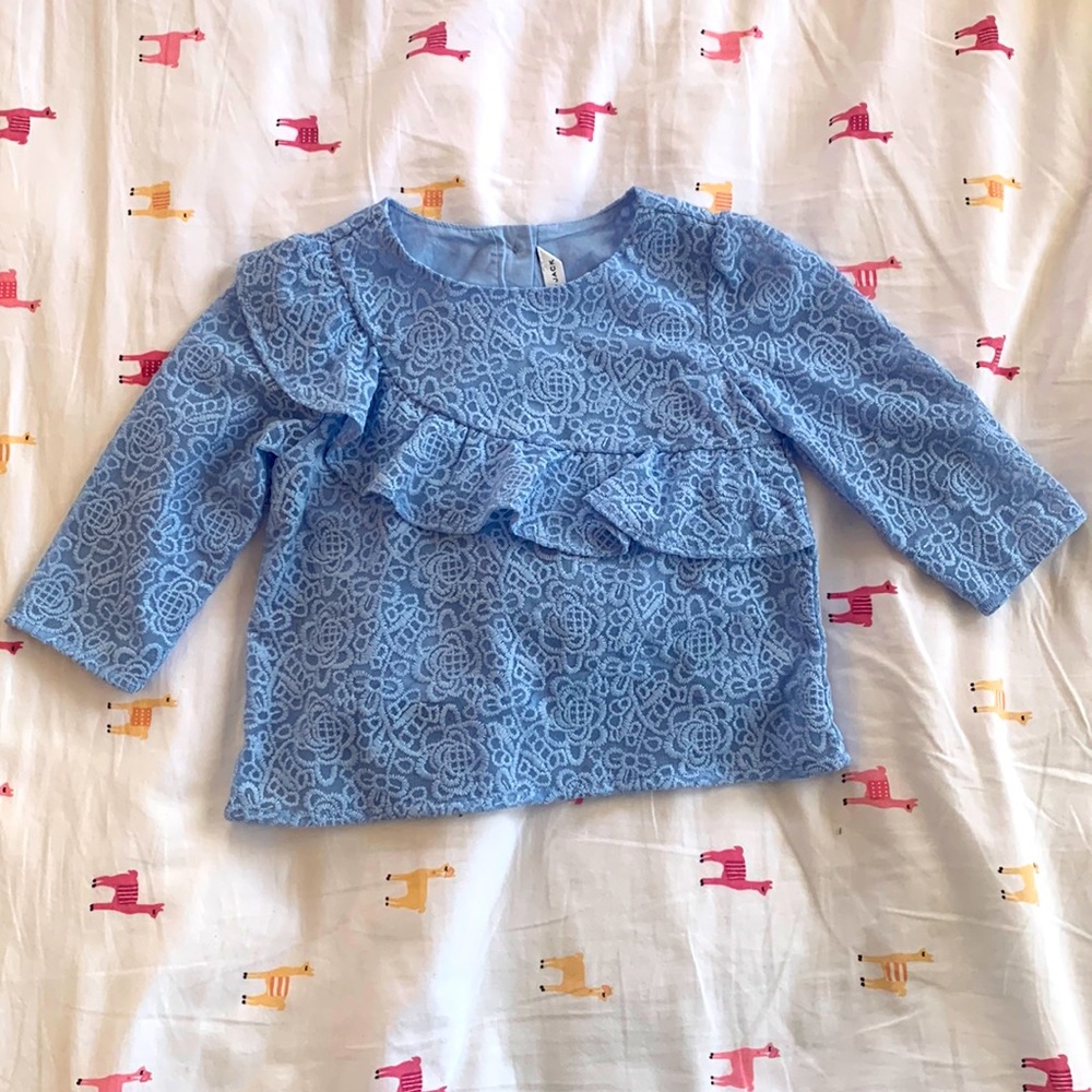 Janie and Jack Lace Blue Ruffle Top size Toddler 3